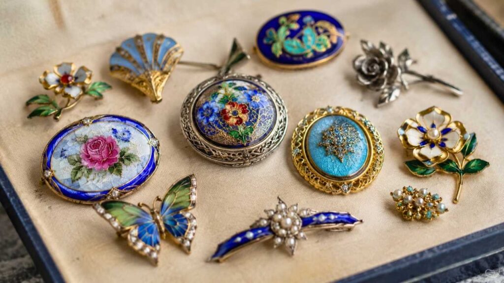 Vintage Enamel Brooches Worth Collecting: How to Identify Valuable Cloisonné, Guilloché, and Other Rare Pieces
